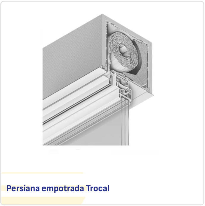 Persiana integrada Trocal Corte de persiana integrada Trocal con caja de PVC empotrada
