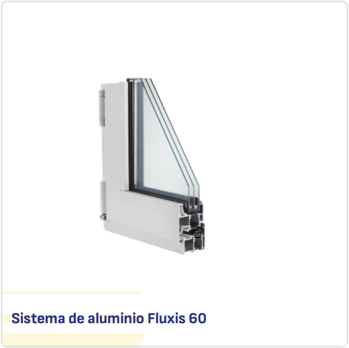 Corte de perfil de aluminio Fluxis 60 con rotura de puente térmico y doble acristalamiento