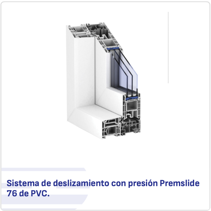 Perfil del sistema corredero de PVC Premslide 76 para terrazas y balcones