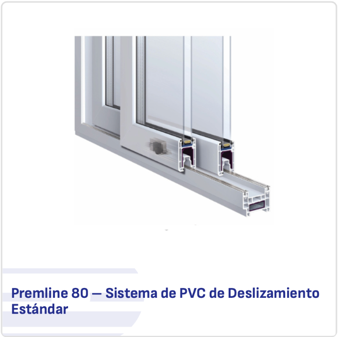 Ventana corredera estándar de PVC Premline 80 en acabado blanco