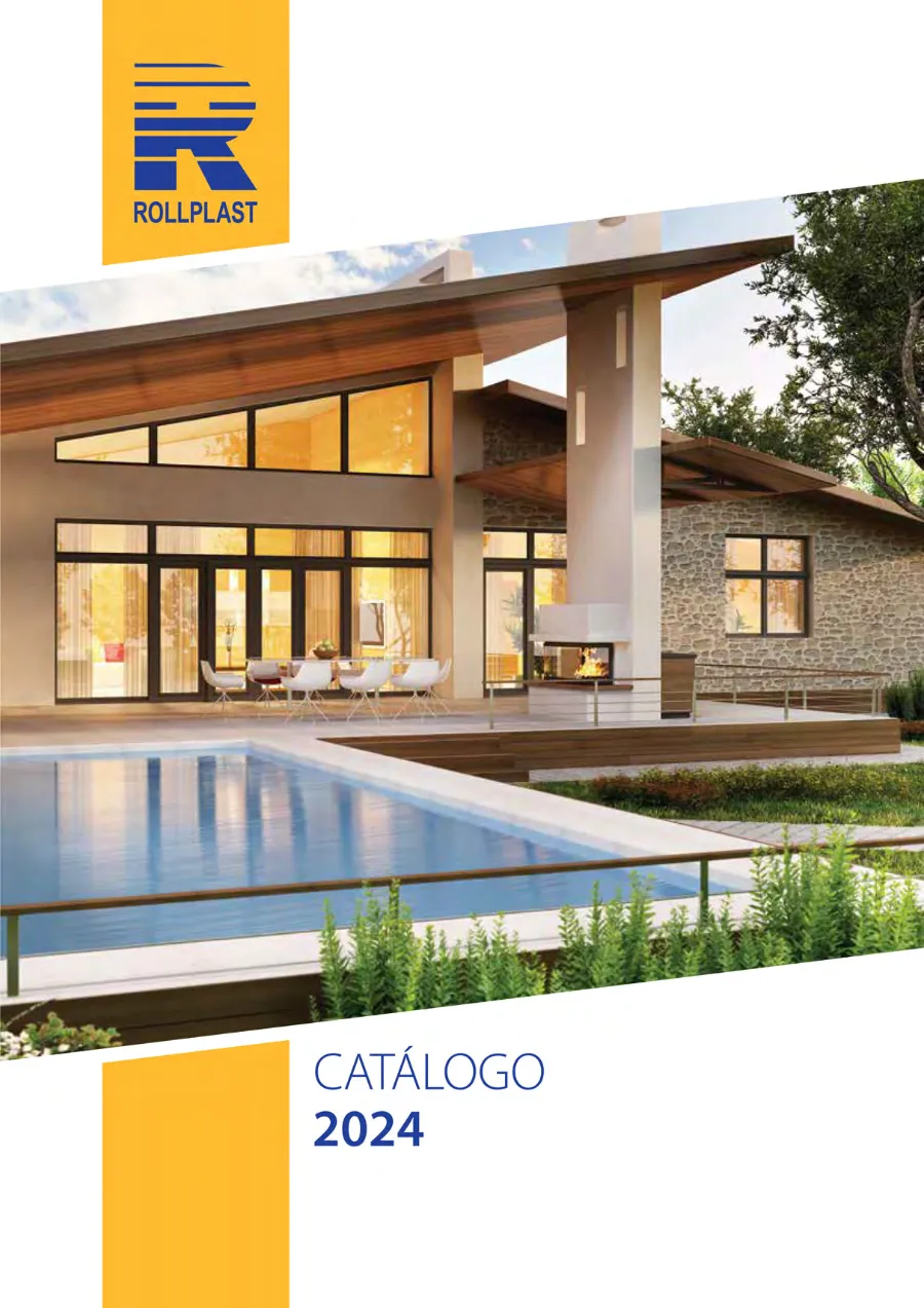 Portada del catálogo de productos Rollplast de ventanas, puertas y persianas distribuido por RACOVI