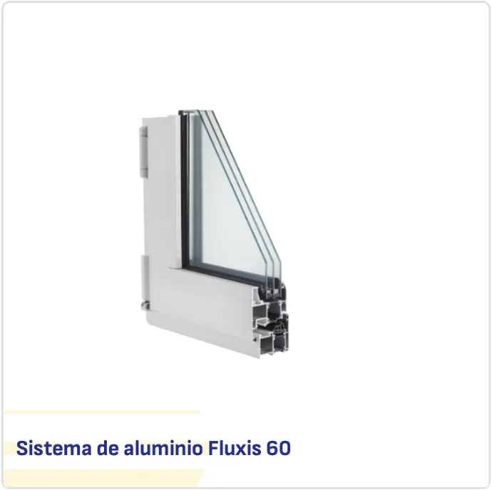 Corte de perfil de aluminio Fluxis 60 con rotura de puente térmico y doble acristalamiento
