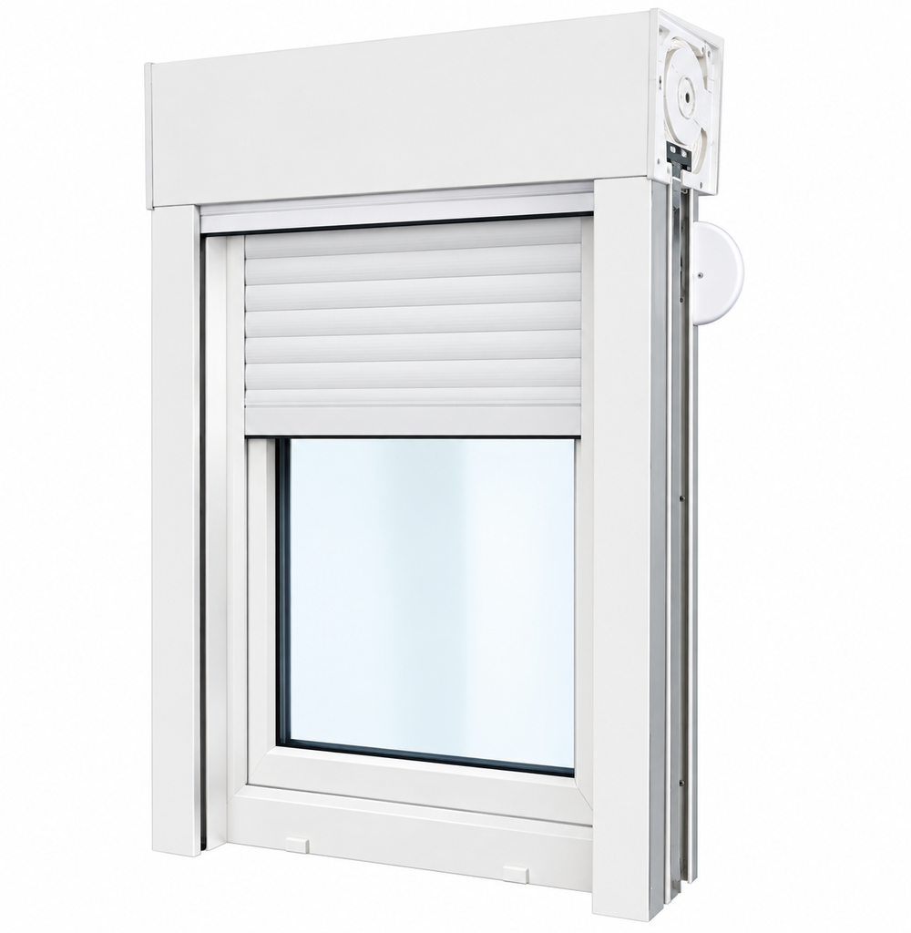 Ventana PVC 1 hoja con persiana (800 × 1000 mm)