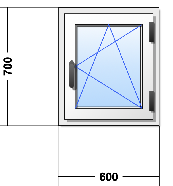 Ventana PVC 600x700, Izquierda, Color	Blanco  Triple cristal Planistar Sun Plus 4/12/4/14/4 con gas Argón   1 hoja oscilobatiente