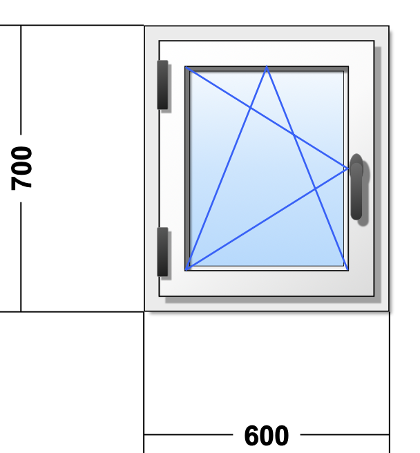 Ventana PVC 600x700, Derecha, Color	Blanco  Triple cristal Planistar Sun Plus 4/12/4/14/4 con gas Argón   1 hoja oscilobatiente
